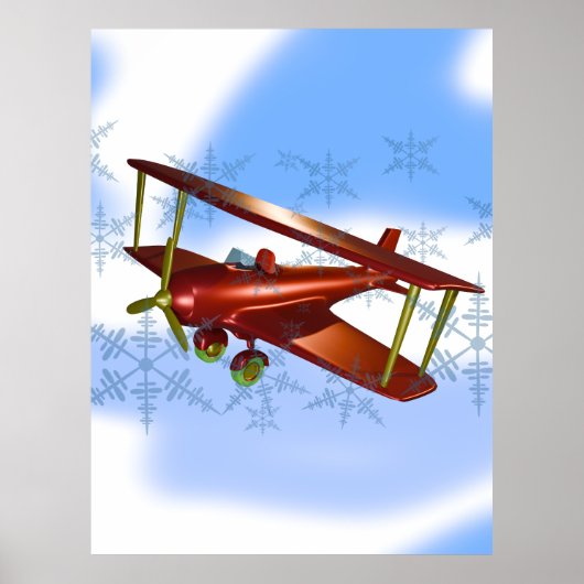 Biplane Flying in the Clouds ポスター (正面)