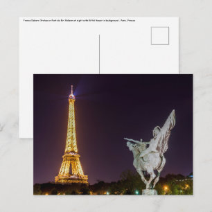 Bir-Hakeim at night bridge – パリ,フランス ポストカード