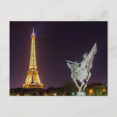 Bir-Hakeim at night bridge – パリ，フランス ポストカード (正面)