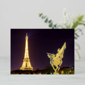 Bir-Hakeim at night bridge – パリ，フランス 箔シーズンカード (立ち正面)