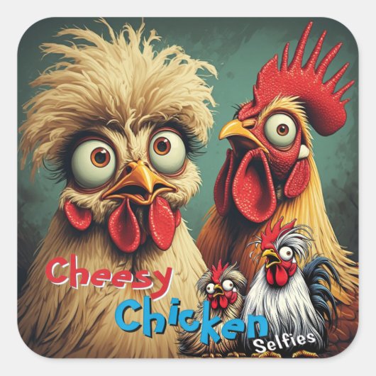 “Birb Energy” Mike & Mandy Selfie Sticker スクエアシール (正面)