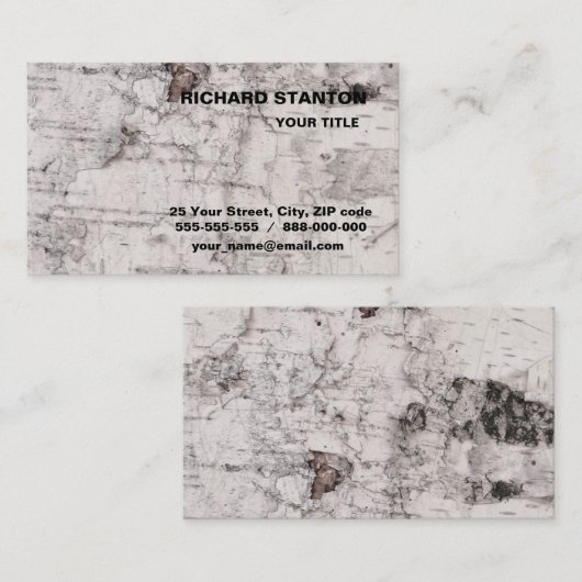 Birch bark pattern business card 名刺 (正面/裏面)