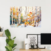 Birch Forest Landscape Home Decor Poster ポスター (ホームオフィス)