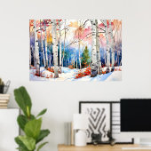 Birch Forest Landscape Poster ポスター (ホームオフィス)