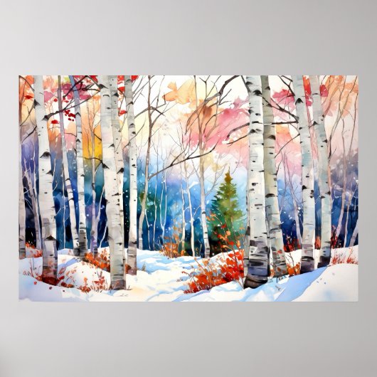 Birch Forest Landscape Poster ポスター (正面)