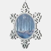 Birch Radiant Snow Forest  スノーフレークピューターオーナメント (右)