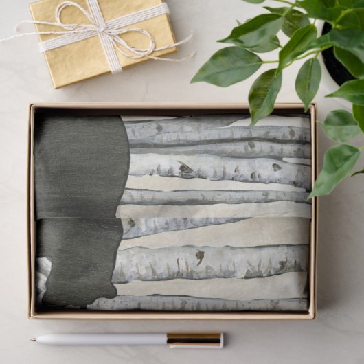 Birch Tree Black Bear Rustic Decoupage  薄葉紙 (ギフト)