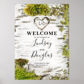 Birch Tree Heart Rustic Fall Wedding Welcome ポスター (正面)