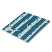 Birch trees on blue tile タイル (側面)