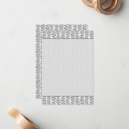 Birch Trees Pattern Bland Black White ノートカード (正面/裏面インサイチュ)