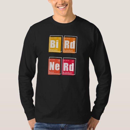 BIRDおたく周期要素テーブル野鳥観察時計 Tシャツ (正面)