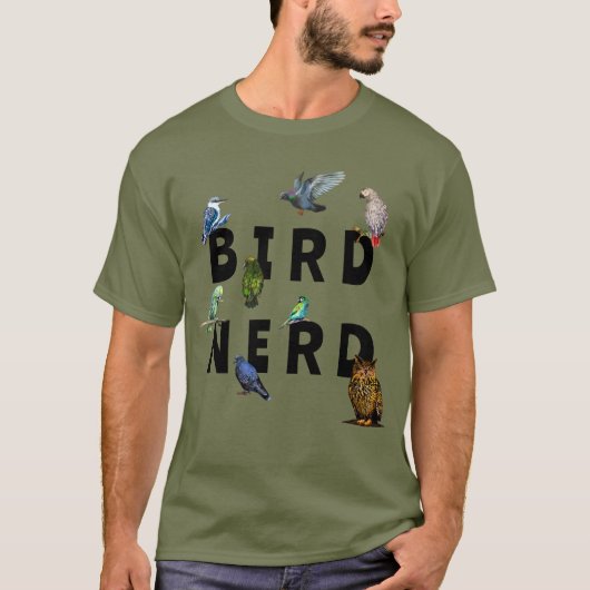 BIRDおたく,オウム,フクロウ,ハト,コカブラ Tシャツ (正面)