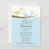 Birdかわいいママ及び男の赤ちゃんのベビーシャワー 招待状 (正面)