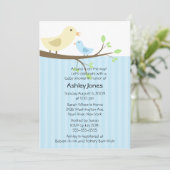 Birdかわいいママ及び男の赤ちゃんのベビーシャワー 招待状 (スタンド正面)