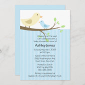 Birdかわいいママ及び男の赤ちゃんのベビーシャワー 招待状 (正面/裏面)