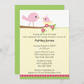 Birdママ及びベビーのベビーシャワー 招待状 (正面/裏面)