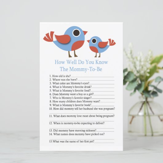 Bird赤ちゃんシャワーのゲームをどれだけ知っているか (スタンド正面)