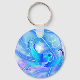 Bird Abstract Blue Keychain キーホルダー