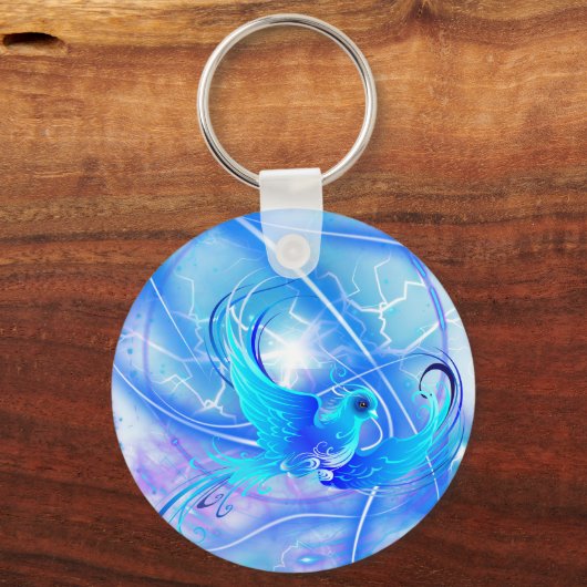 Bird Abstract Blue Keychain キーホルダー (裏面)