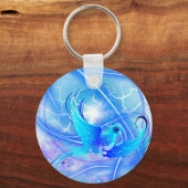 Bird Abstract Blue Keychain キーホルダー (正面)