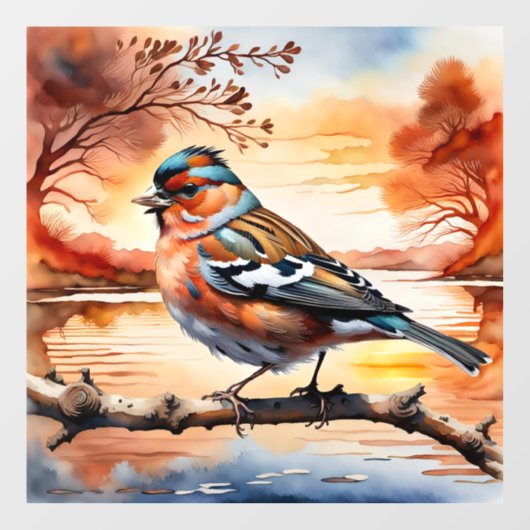 Bird and autumn landscape window cling art print ウィンドウサイン (シート)