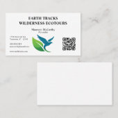Bird and Leaf QR Code Ecotourism Conservation 名刺 (正面/裏面)