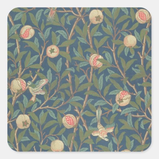 'Bird and Pomegranate'壁紙デザイン, printed b スクエアシール (正面)
