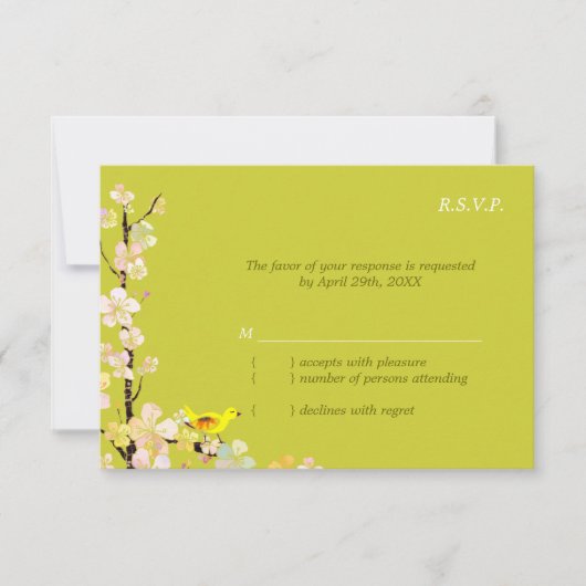 Bird Appleお洒落 Green Wedding RSVP (正面)