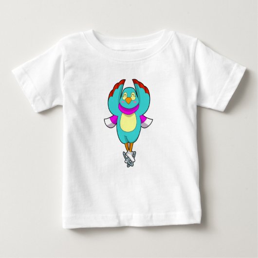 Bird at Iceスケートで滑るwith Ice skates.PNG ベビーTシャツ (正面)