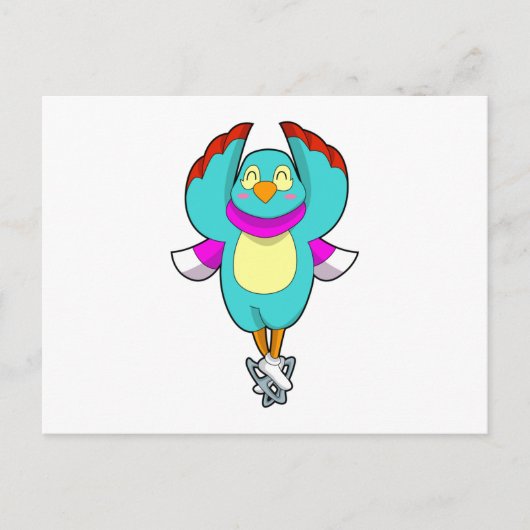 Bird at Iceスケートで滑るwith Ice skates.PNG ポストカード (正面)