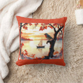 bird Autumn Sunset Sailboat クッション (ブランケット)