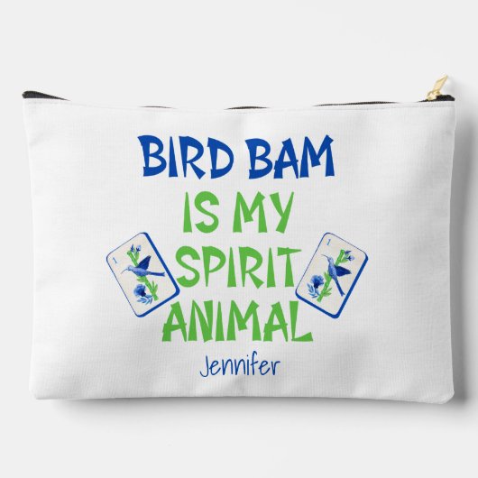 Bird Bam is My Spirit Animal Mahjong Bird Tiles アクセサリーポーチ (裏面)