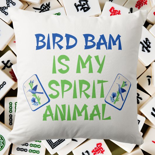Bird Bam is My Spirit Animal Mahjong Bird Tiles クッション