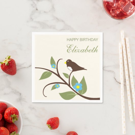 Bird Birthday スタンダードカクテルナプキン (インサイチュ)