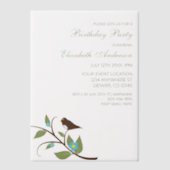 Bird Birthday ベラム紙招待状 (正面)