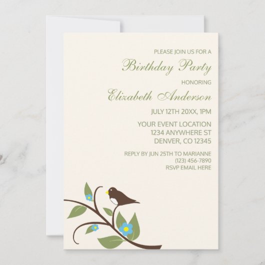 Bird Birthday 招待状 (正面)