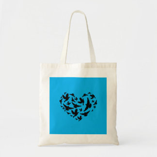 Bird blue and black tote bag personalise トートバッグ