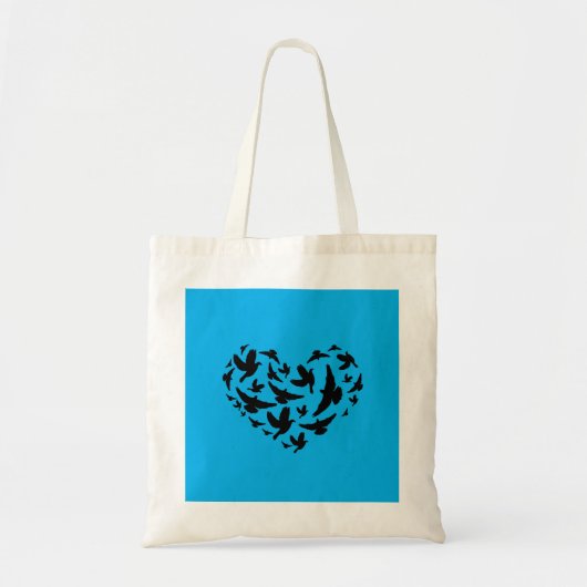 Bird blue and black tote bag personalise トートバッグ (正面)