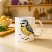 Bird Blue Tit Mug, Watercolour Garden Bird Art コーヒーマグカップ