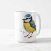 Bird Blue Tit Mug, Watercolour Garden Bird Art コーヒーマグカップ (正面右)