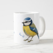 Bird Blue Tit Mug, Watercolour Garden Bird Art ジャンボコーヒーマグカップ (正面右)