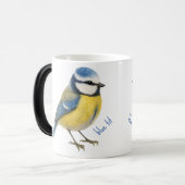 Bird Blue Tit Mug, Watercolour Garden Bird Art モーフィングマグカップ (正面左)