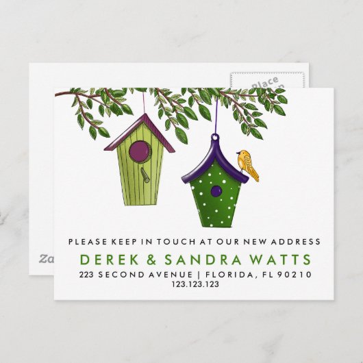 Bird Boxesのアドレスの変更アナウンスの移動 案内ポストカード (正面/裏面)