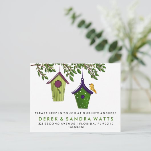 Bird Boxesのアドレスの変更アナウンスの移動 案内ポストカード (スタンド正面)