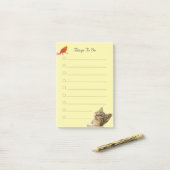 Bird & Cat on Yellow Things ポストイット (デスク上)