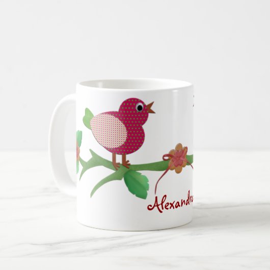 Bird Collageの個人化された名前Mag コーヒーマグカップ (正面左)