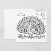Bird Coloring Page Peacock Flat Card (正面/裏面)