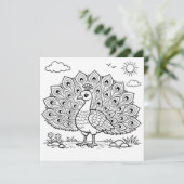 Bird Coloring Page Peacock Flat Card (スタンド正面)