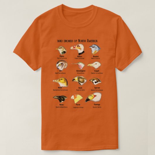 bird drones of North America Cute Bird Lovers Tシャツ (デザイン正面)