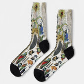 Bird Feather Wildlife Antique Feathers Art Nouveau ソックス (左)